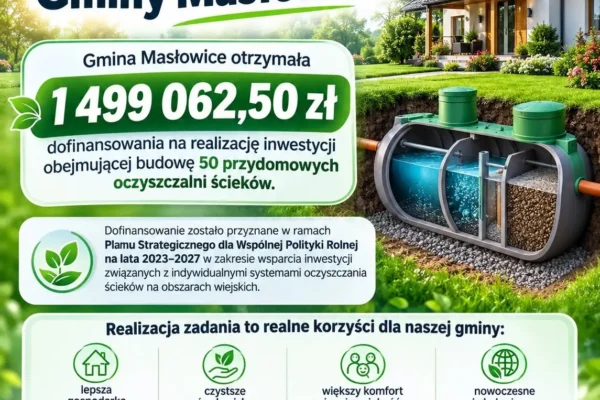 Gmina Masłowice z dofinansowaniem na budowę przydomowych oczyszczalni ścieków