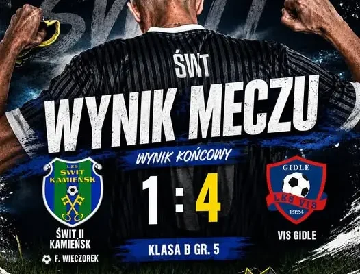 Świt II Kamieńsk uległ VIS Gidle 1:4 w meczu Klasy B