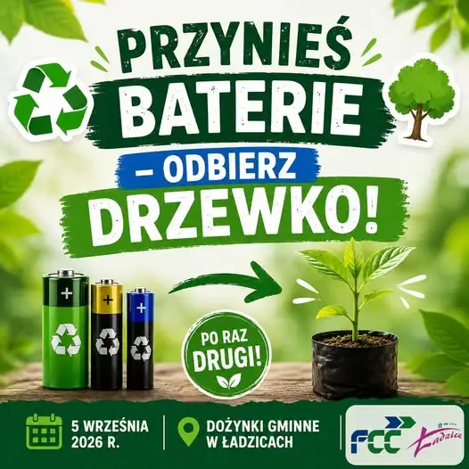 Akcja ekologiczna podczas dożynek w Ładzicach: przynieś baterie i odbierz drzewko