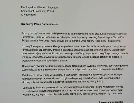 Radomszczańscy policjanci docenieni za zabezpieczenie obchodów Święta Wojska Polskiego