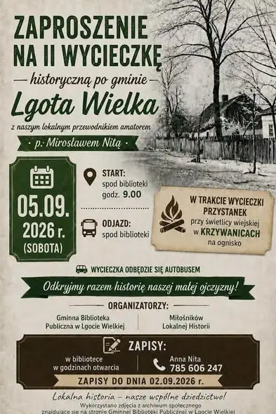 II wycieczka historyczna po Gminie Lgota Wielka – zapisy trwają do 2 września