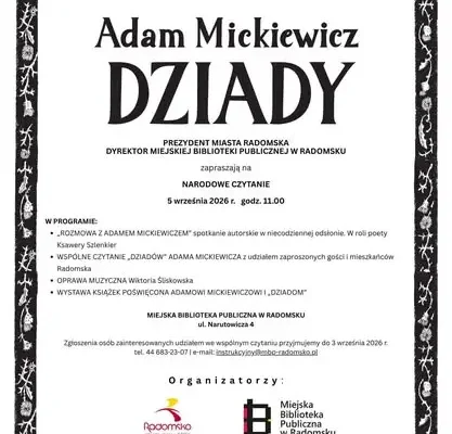 Narodowe Czytanie „Dziadów” w Radomsku – zapisy tylko do czwartku!
