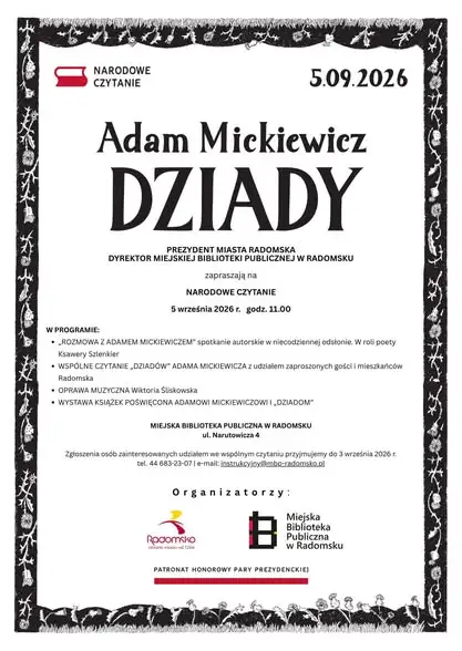 Narodowe Czytanie „Dziadów” w Radomsku – zapisy tylko do czwartku!