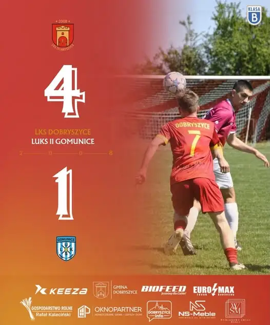LKS Dobryszyce rozbija LUKS II Gomunice 4:1 i ma komplet punktów