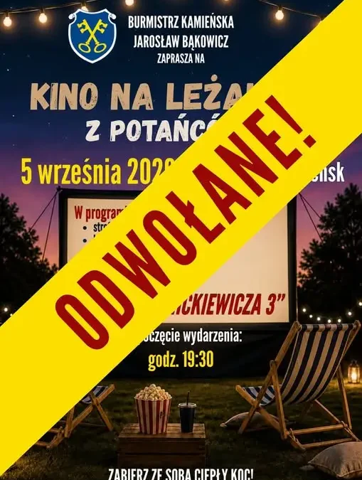Kino na Leżakach odwołane z powodu pogody