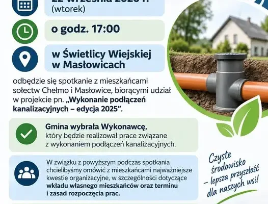 Spotkanie z mieszkańcami sołectw Chełmo i Masłowice w sprawie podłączeń kanalizacyjnych