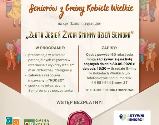 Gminny Dzień Seniora w Kobielach Wielkich – zapisy trwają do 30 września
