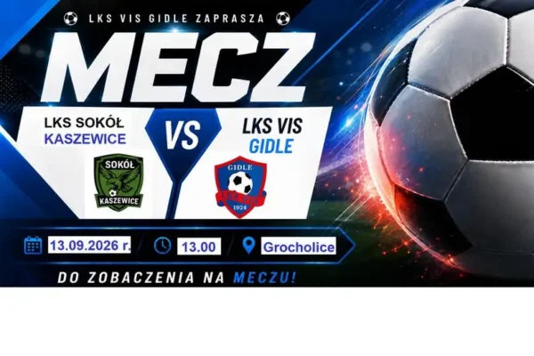 LKS VIS Gidle zagra z LKS Sokół Kaszewice w meczu B-klasy