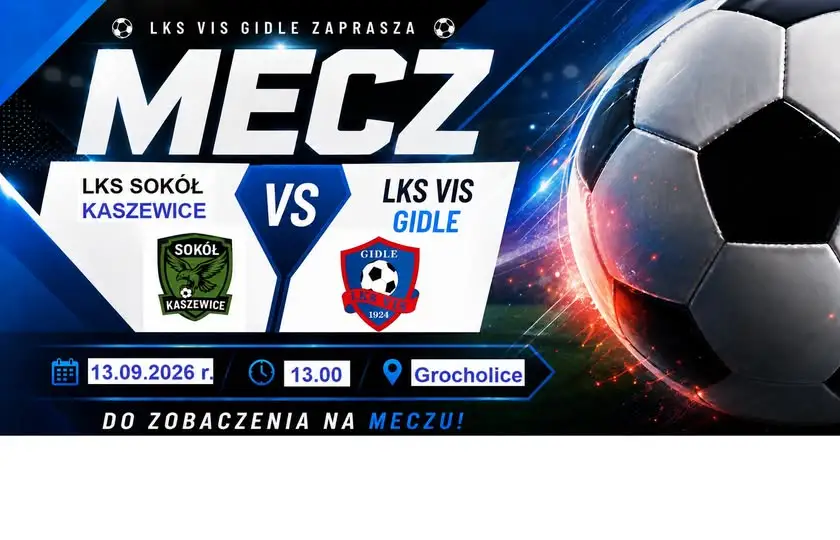 LKS VIS Gidle zagra z LKS Sokół Kaszewice w meczu B-klasy