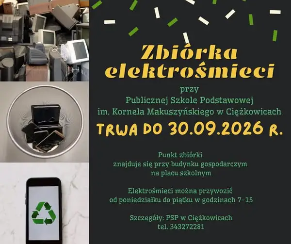 Ciężkowice: trwa zbiórka elektrośmieci przy szkole podstawowej