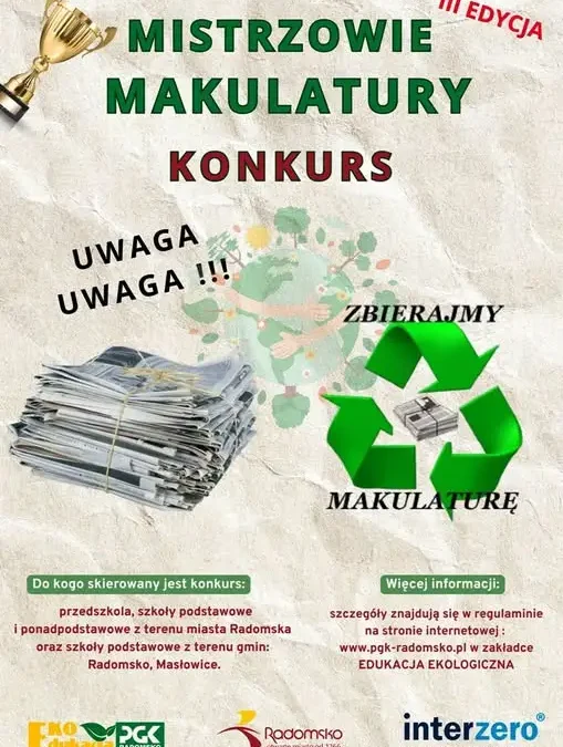 Szkoła w Radomsku walczy o tytuł Mistrza Makulatury – trwa zbiórka