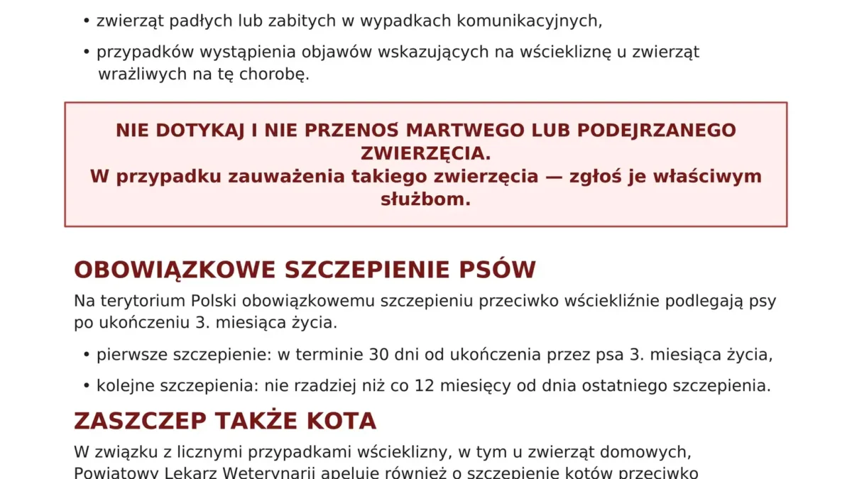 Wścieklizna w powiecie radomszczańskim – apel lekarza weterynarii