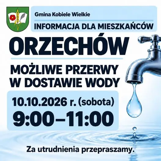 Orzechów: możliwe przerwy w dostawie wody w sobotę 10 października