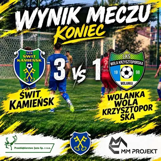 Świt Kamieńsk wygrywa z Wolanką Wolą Krzysztoporską 3:1