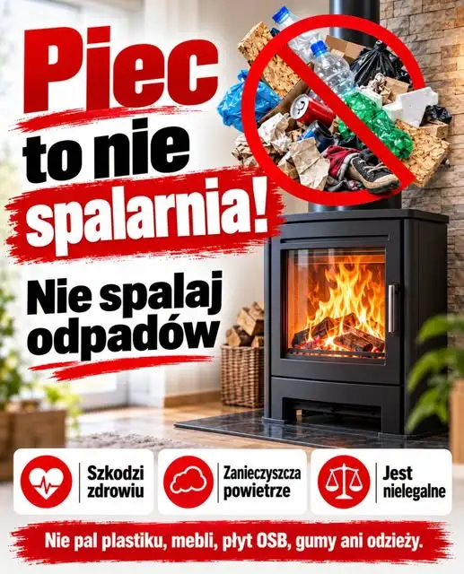 Gmina Lgota Wielka ostrzega: spalanie odpadów w piecach szkodzi i jest karalne