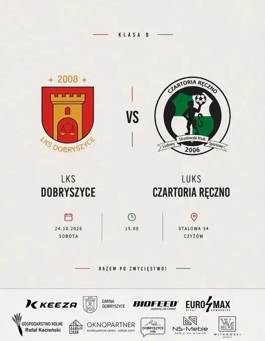LKS Dobryszyce zagra z LUKS Czartoria Ręczno w sobotnim meczu klasy B