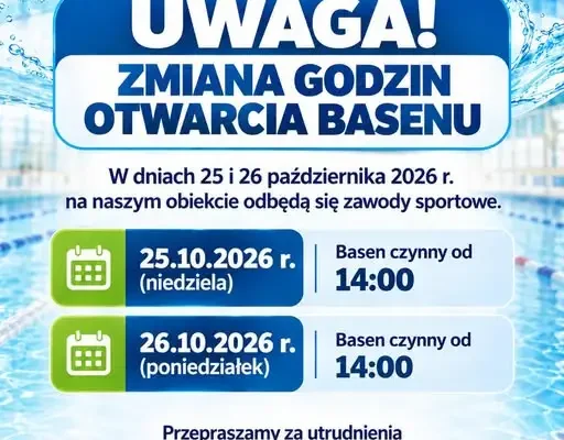 Basen AQUARA w Radomsku zmienia godziny otwarcia z powodu zawodów