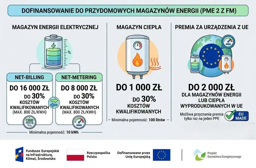 Nowy program dopłat do magazynów energii — nawet 19 tys. zł dla prosumentów