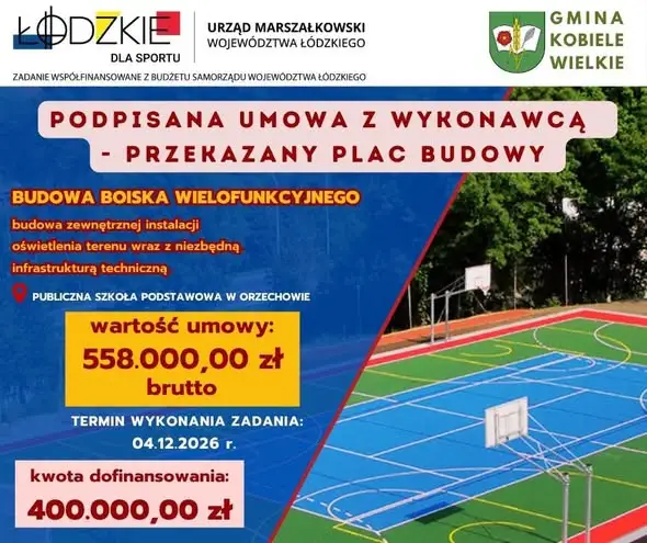Nowe boisko wielofunkcyjne w Orzechowie – umowa podpisana, prace ruszyły