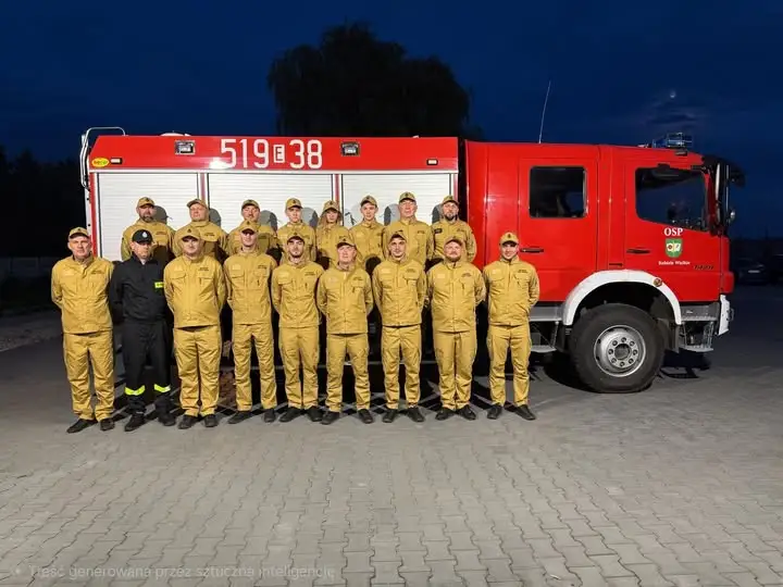 OSP Kobiele Wielkie w nowych piaskowych ubraniach koszarowych